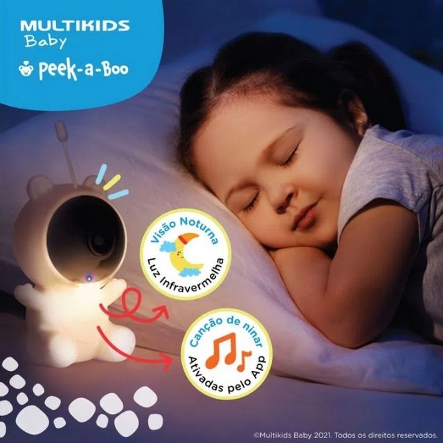 Baba Eletronica Wifi Peek a Boo Multikids Baby Sensor de som e movimento - Babá Eletrônica Peek-a-Boo Multikids Baby